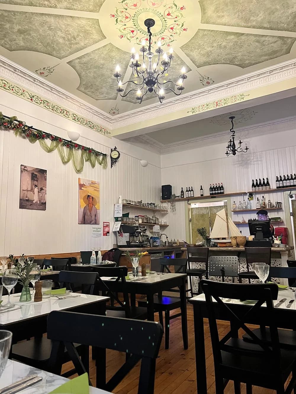Dining room set for service