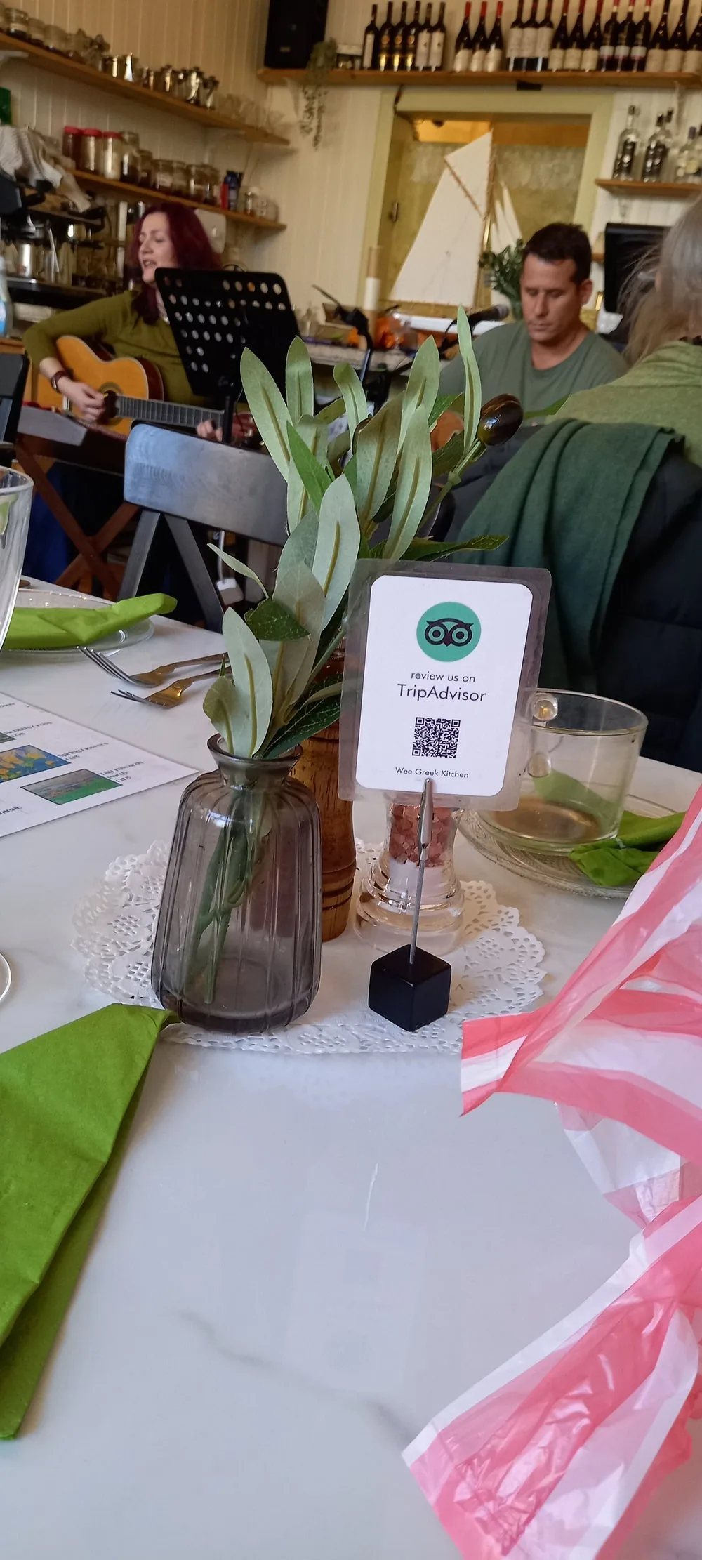 Table detail with olive branch