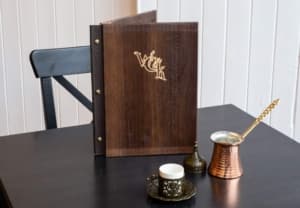 Our menu and Greek coffee